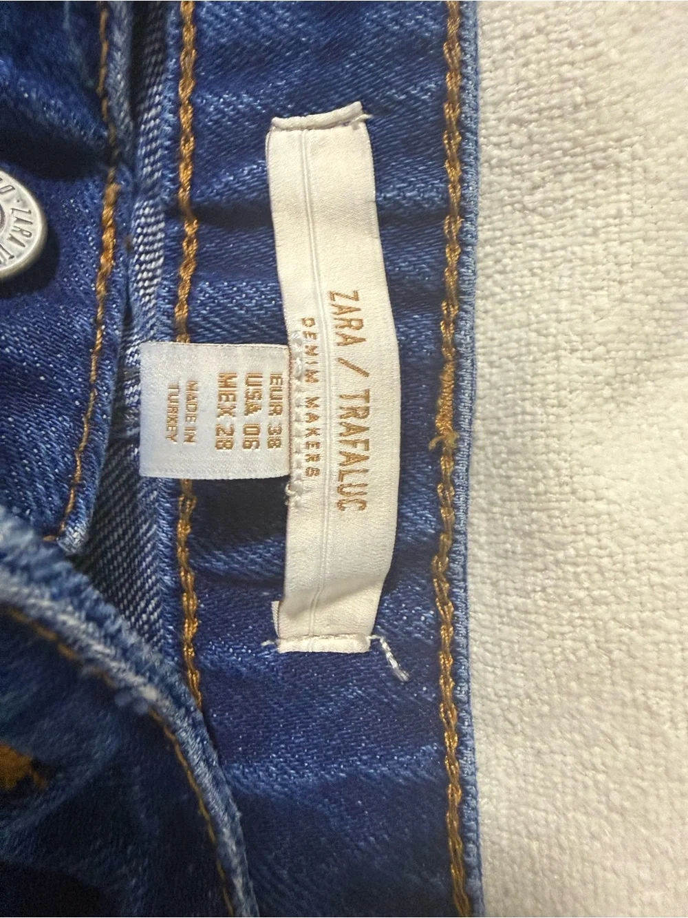 Zara Blue Distressed Denim Shorts with Embroidered Sun & Ice Cream